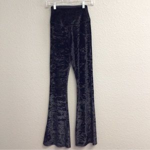 Splits 59 High Waist Crushed Velvet Flare Raquel Leggings Black Pants